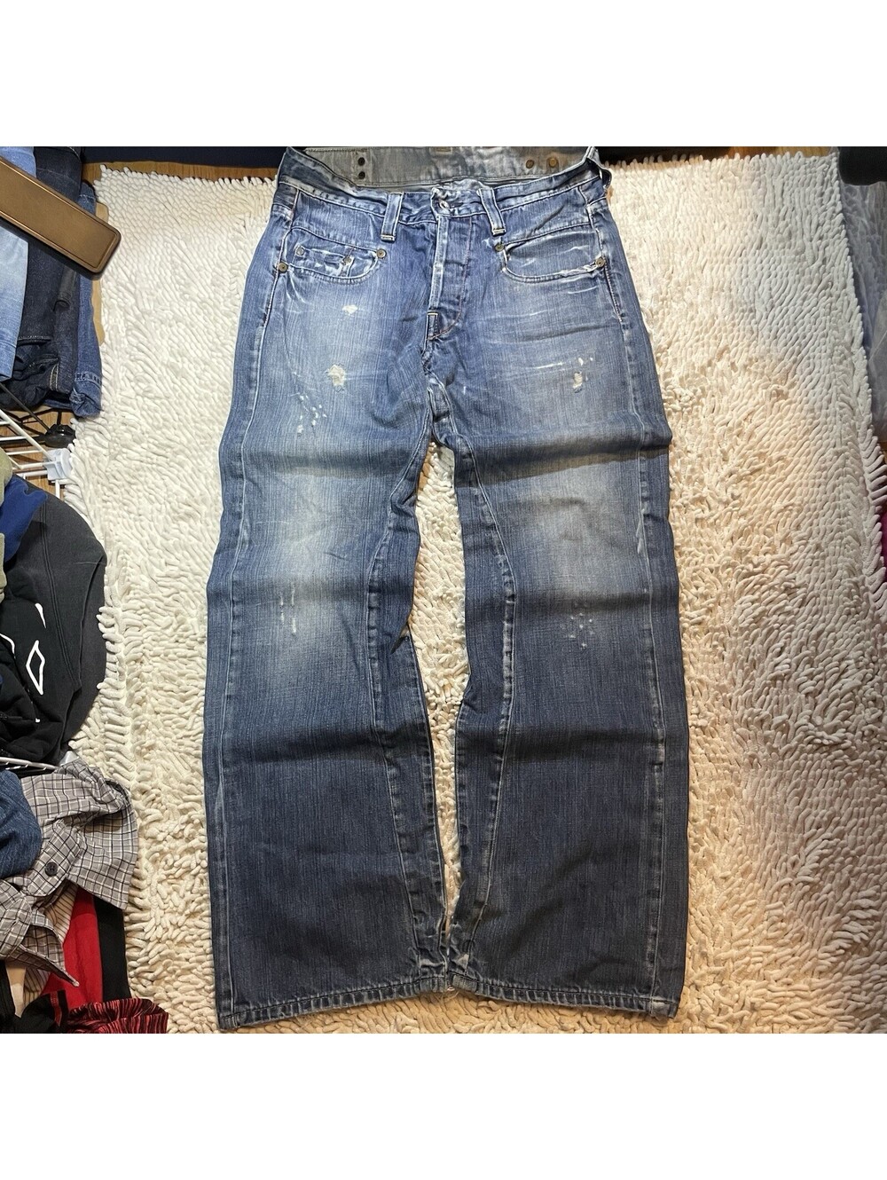 Vintage G-Star Raw Jeans Men's 34x32 Faded Distressed Loose Curved Denim Y2K